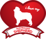 I Love My Australian Shepherd With Shaded Heart Sticker