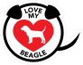 I Love My Beagle Puppy Heart Circle With Tail Sticker