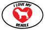 I Love My Beagle Text With Heart Oval Sticker