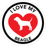 I Love My Beagle With Big Heart Circle Sticker