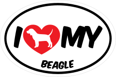 I Love My Beagle With Big Text Oval Sticker