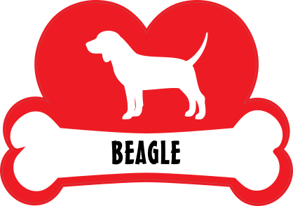 I Love My Beagle With Dog Bone And Heart Sticker