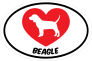 I Love My Beagle With Heart Oval Sticker