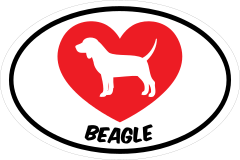 I Love My Beagle With Heart Oval Sticker