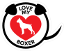 I Love My Boxer Puppy Heart Circle With Tail Sticker