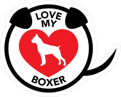 I Love My Boxer Puppy Heart Circle With Tail Sticker