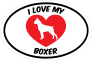 I Love My Boxer Text With Heart Oval Sticker