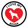I Love My Boxer With Big Heart Circle Sticker