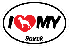 I Love My Boxer With Big Text Oval Sticker