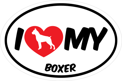 I Love My Boxer With Big Text Oval Sticker