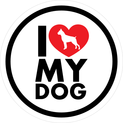 I Love My Boxer With Heart Circle Sticker