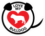 I Love My Bulldog Puppy Heart Circle With Tail Sticker