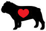 I Love My Bulldog Silhouette With Heart Sticker