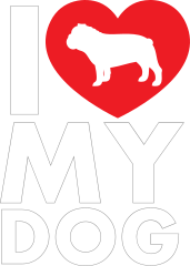 I Love My Bulldog Text With Heart Sticker