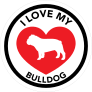 I Love My Bulldog With Big Heart Circle Sticker