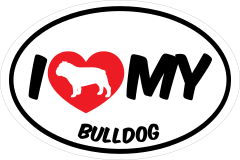 I Love My Bulldog With Big Text Oval Sticker