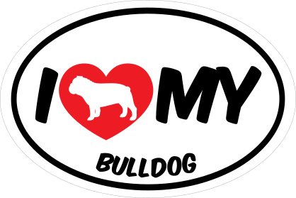 I Love My Bulldog With Big Text Oval Sticker
