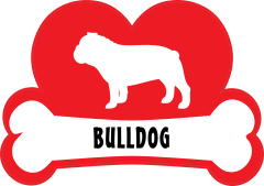I Love My Bulldog With Dog Bone And Heart Sticker