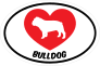 I Love My Bulldog With Heart Oval Sticker