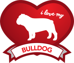 I Love My Bulldog With Shaded Heart Sticker