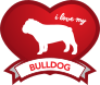 I Love My Bulldog With Shaded Heart Sticker