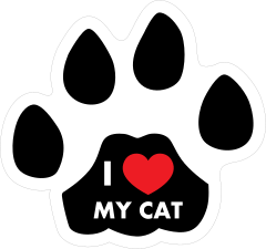 I Love My Cat Paw With Text Sticker