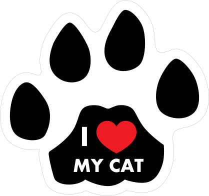 I Love My Cat Paw With Text Sticker