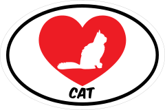 I Love My Cat With Bushy Tail And Heart Oval Sticker