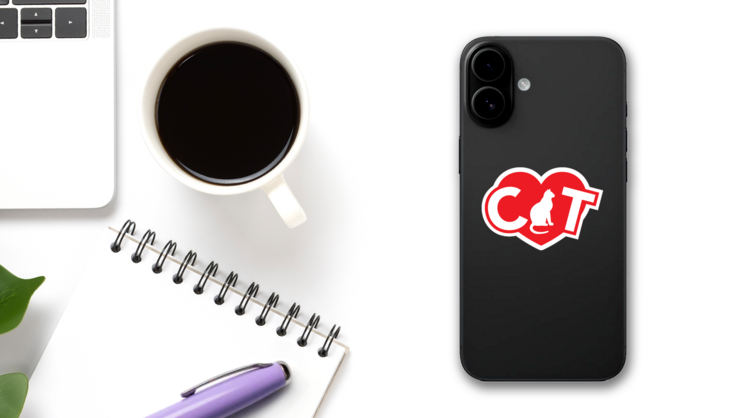 I Love My Cat With Heart And Curly Tail Cat For The A Sticker on a Phone (New) example