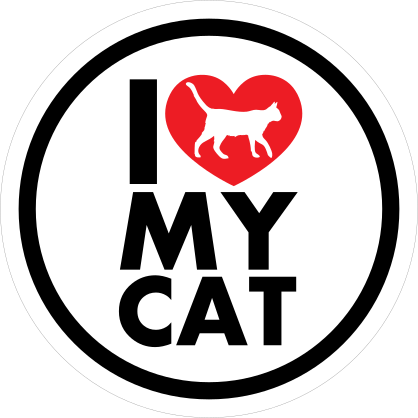 I Love My Cat With Heart Circle Sticker