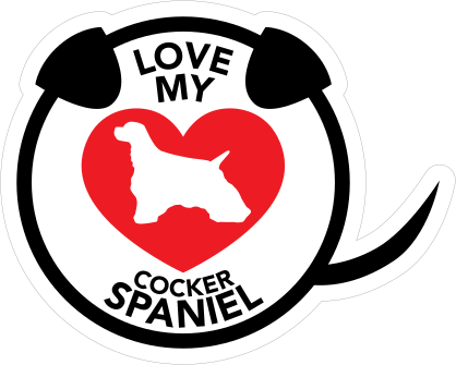 I Love My Cocker Spaniel Puppy Heart Circle With Tail Sticker