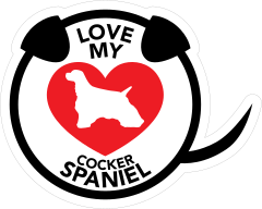 I Love My Cocker Spaniel Puppy Heart Circle With Tail Sticker