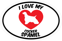 I Love My Cocker Spaniel Text With Heart Oval Sticker