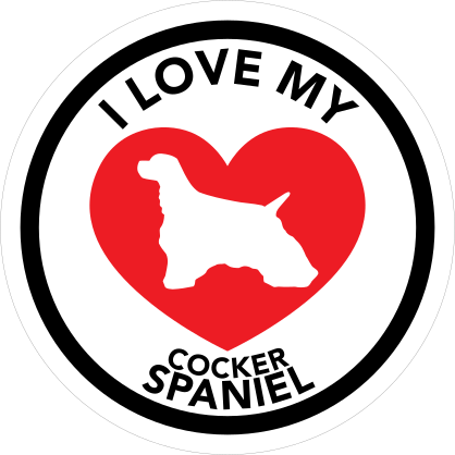 I Love My Cocker Spaniel With Big Heart Circle Sticker