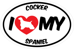 I Love My Cocker Spaniel With Big Text Oval Sticker
