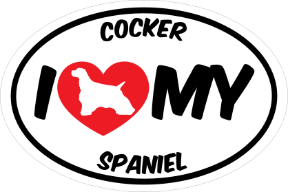 I Love My Cocker Spaniel With Big Text Oval Sticker