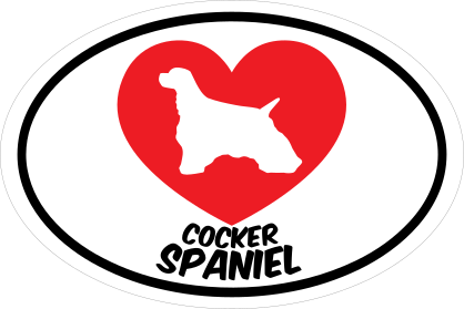 I Love My Cocker Spaniel With Heart Oval Sticker