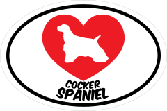 I Love My Cocker Spaniel With Heart Oval Sticker