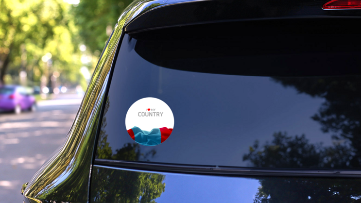 I Love My Country Mongolia Flag Sticker on a Rear Car Window (New) example