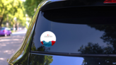 I Love My Country Mongolia Flag Sticker on a Rear Car Window (New) example