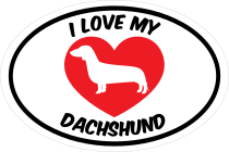 I Love My Dachshund Text With Heart Oval Sticker