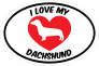 I Love My Dachshund Text With Heart Oval Sticker