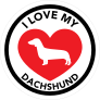 I Love My Dachshund With Big Heart Circle Sticker