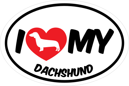 I Love My Dachshund With Big Text Oval Sticker