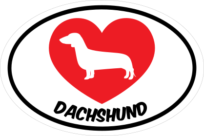 I Love My Dachshund With Heart Oval Sticker