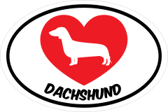 I Love My Dachshund With Heart Oval Sticker