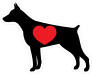 I Love My Doberman Pinscher Silhouette With Heart Sticker