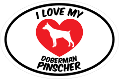 I Love My Doberman Pinscher Text With Heart Oval Sticker