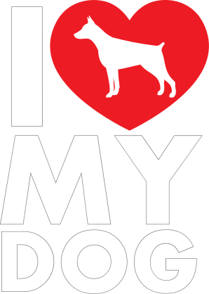 I Love My Doberman Pinscher Text With Heart Sticker