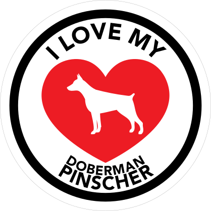 I Love My Doberman Pinscher With Big Heart Circle Sticker